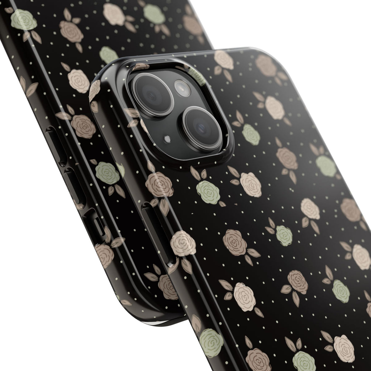Black and brown floral with polka dots -Tough Phone Cases