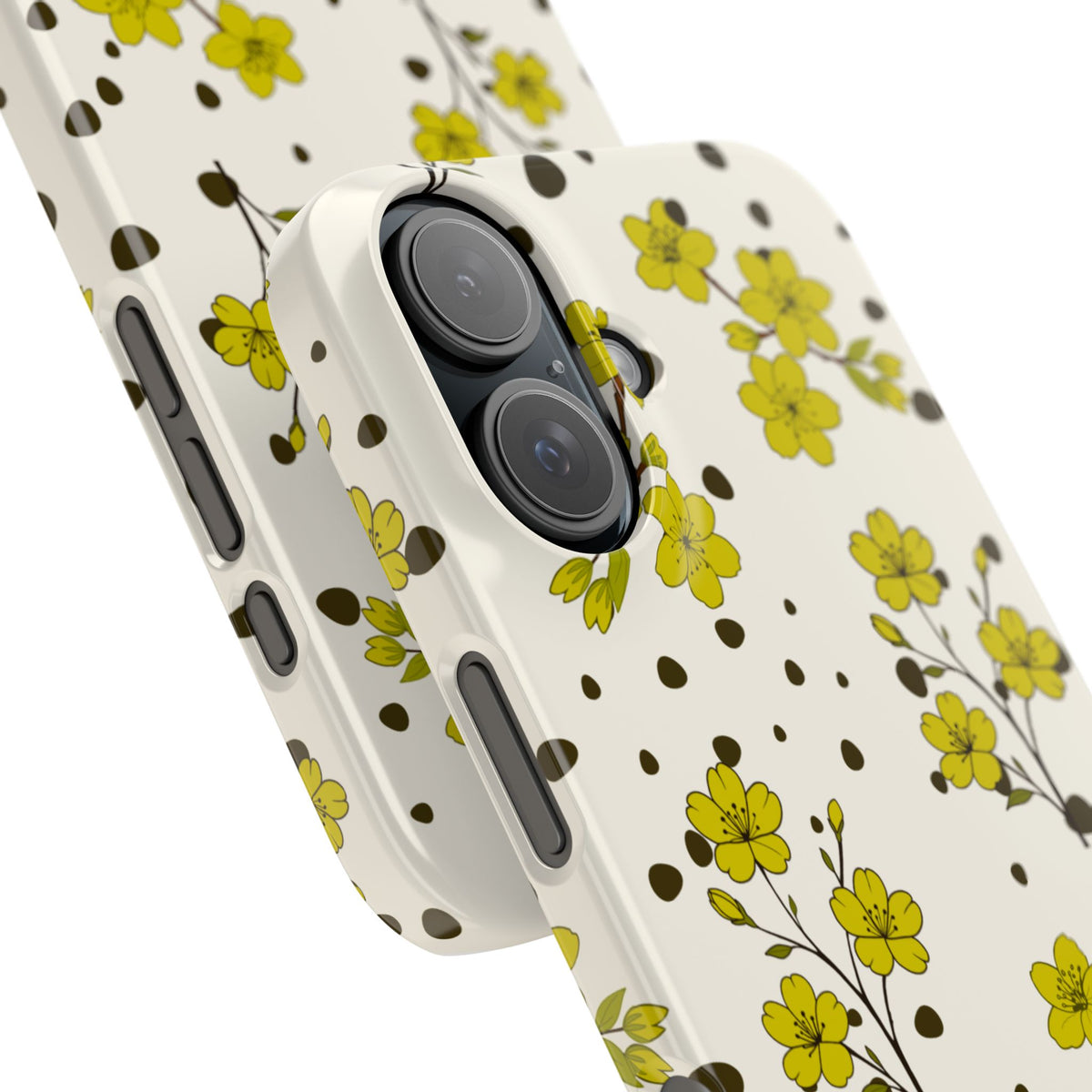 Yellow floral and black dots-Slim Phone Cases
