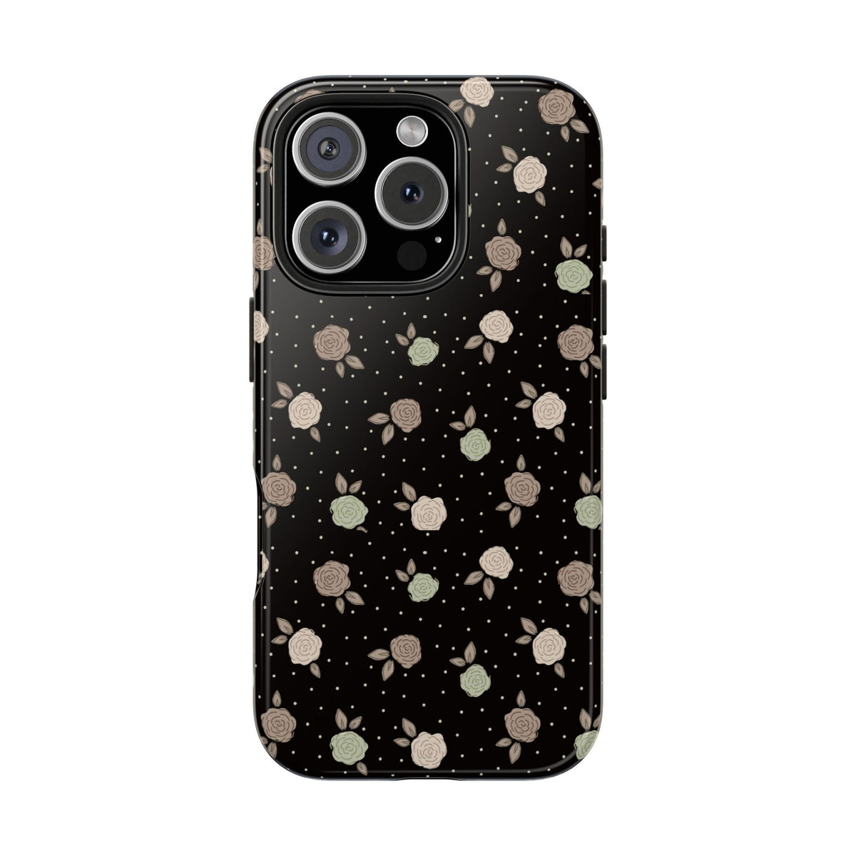 Black and brown floral with polka dots -Tough Phone Cases
